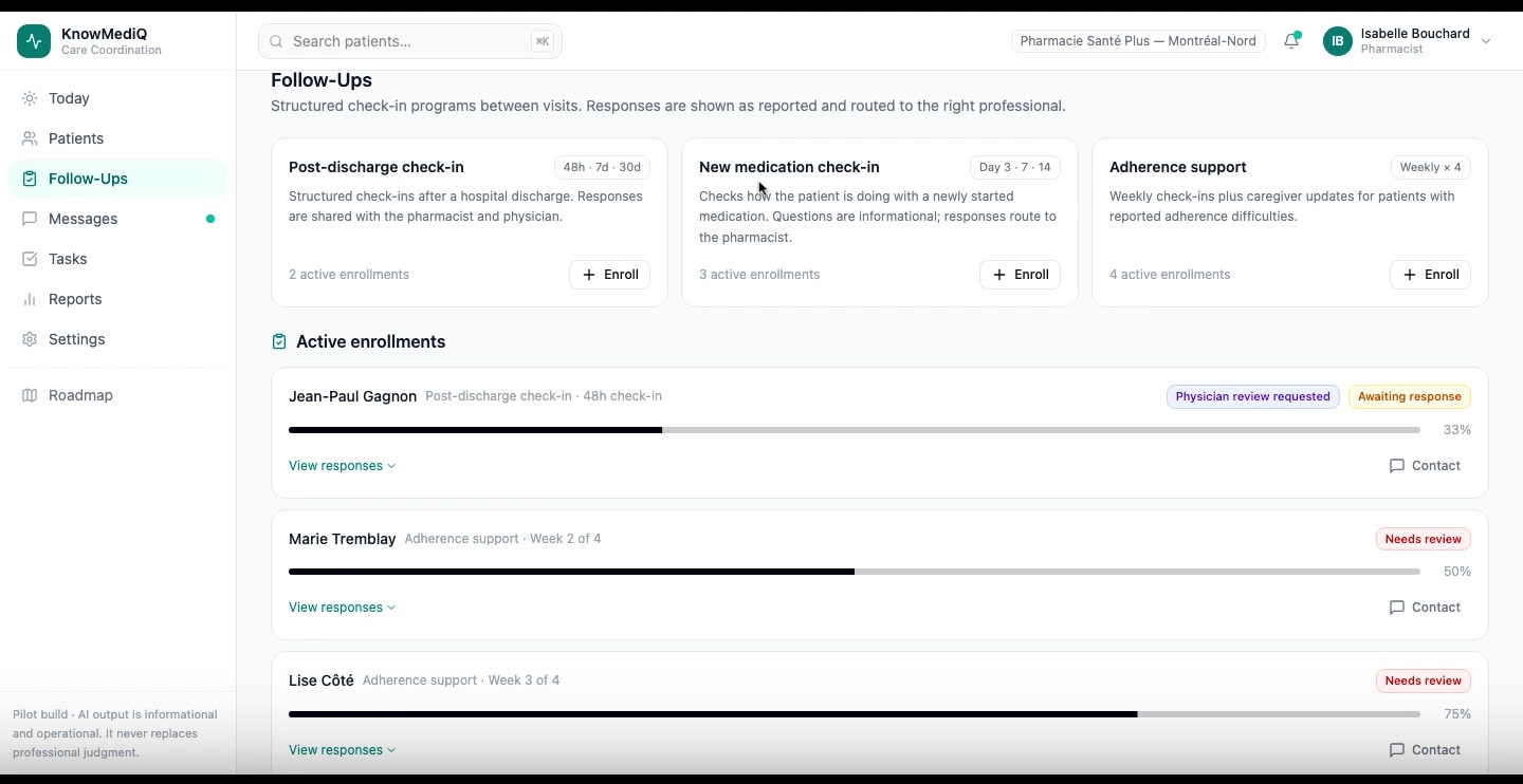 Follow-up programs using fictional demo data